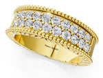 Yellow gold Round Cut Diamond Pave Eternity Band with Bead Prong Setting_1