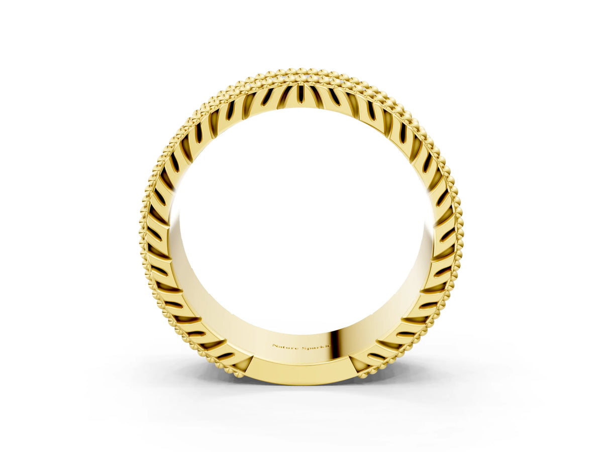 Yellow gold Round Cut Diamond Pave Eternity Band with Bead Prong Setting_3
