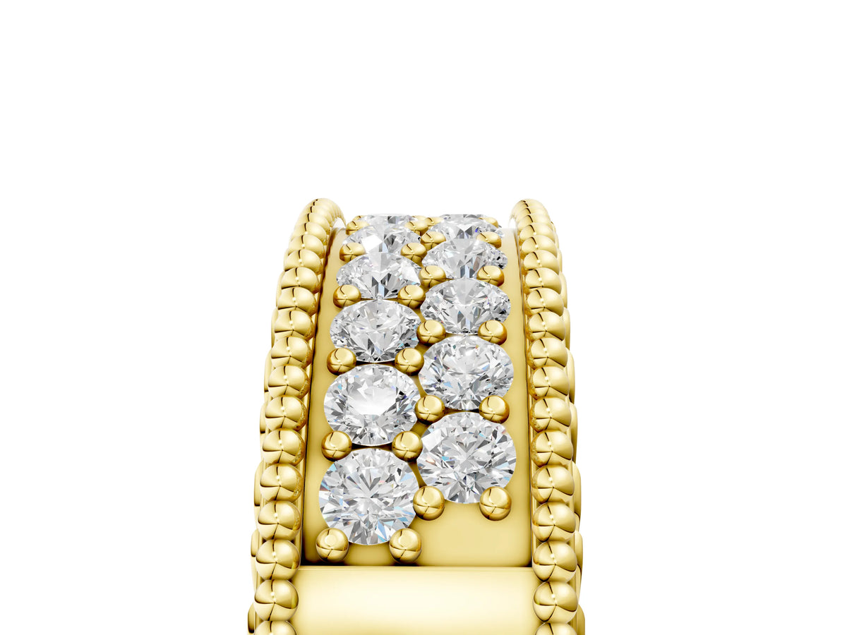 Yellow gold Round Cut Diamond Pave Eternity Band with Bead Prong Setting_5