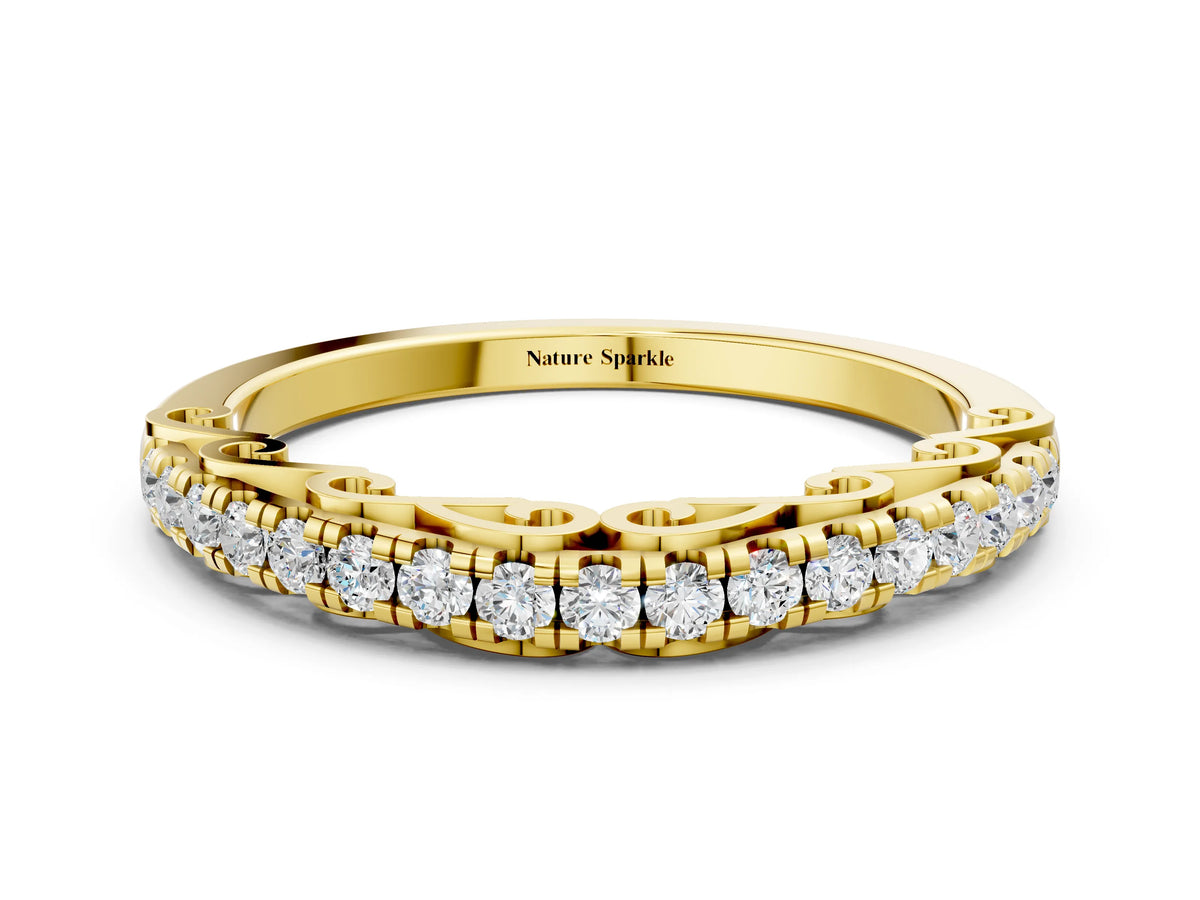 Yellow gold Round Cut Diamond Prong Set Eternity Band