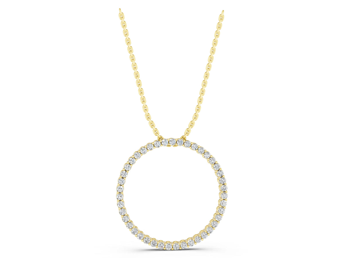 Yellow gold Round Cut Diamond Prong Set Eternity Pendant_1