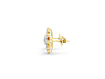 Yellow gold Round Cut Diamond Snowflake Cluster Stud Earrings_1