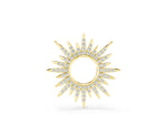 Yellow gold Round Cut Diamond Sunburst Pendant with Pavé Setting