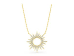 Yellow gold Round Cut Diamond Sunburst Pendant with Pavé Setting_1