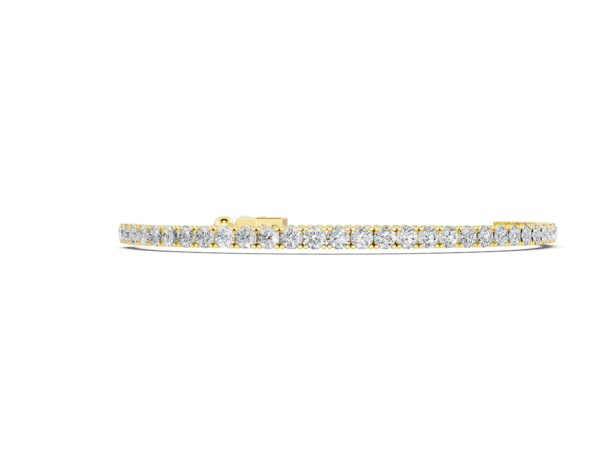 Yellow gold Round Cut Diamond Tennis Bracelet with Box Chain and Four-Prong Setting