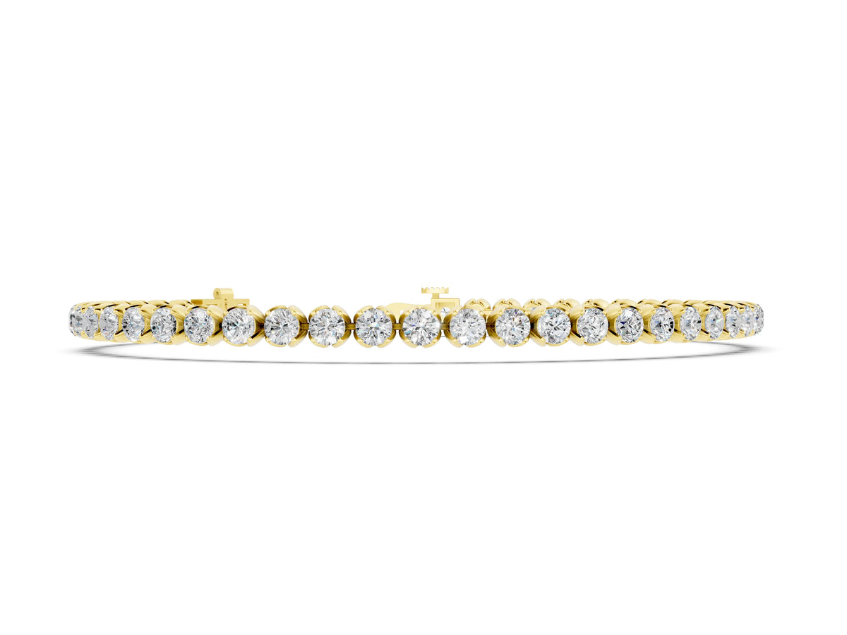Yellow gold Round Cut Diamond Tennis Bracelet with Claw Prong Setting