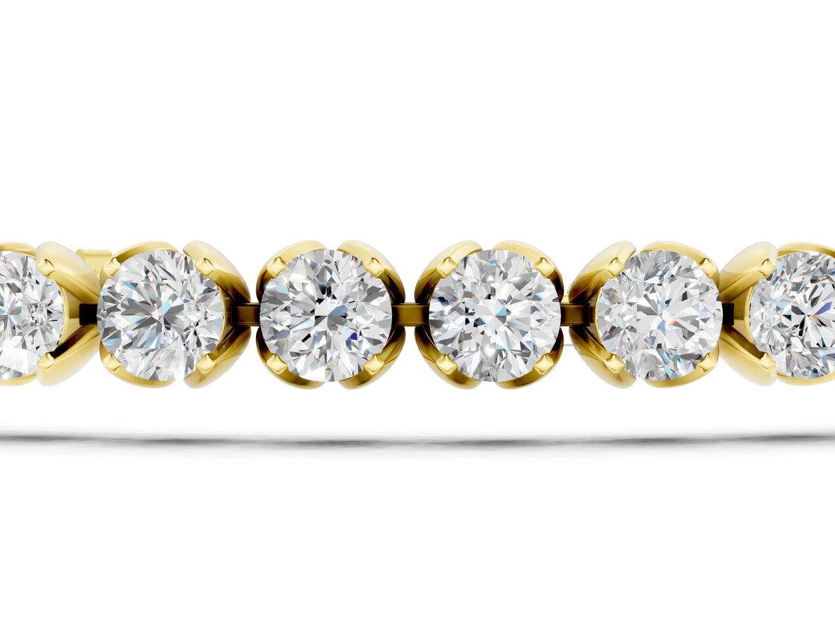 Yellow gold Round Cut Diamond Tennis Bracelet with Claw Prong Setting_1