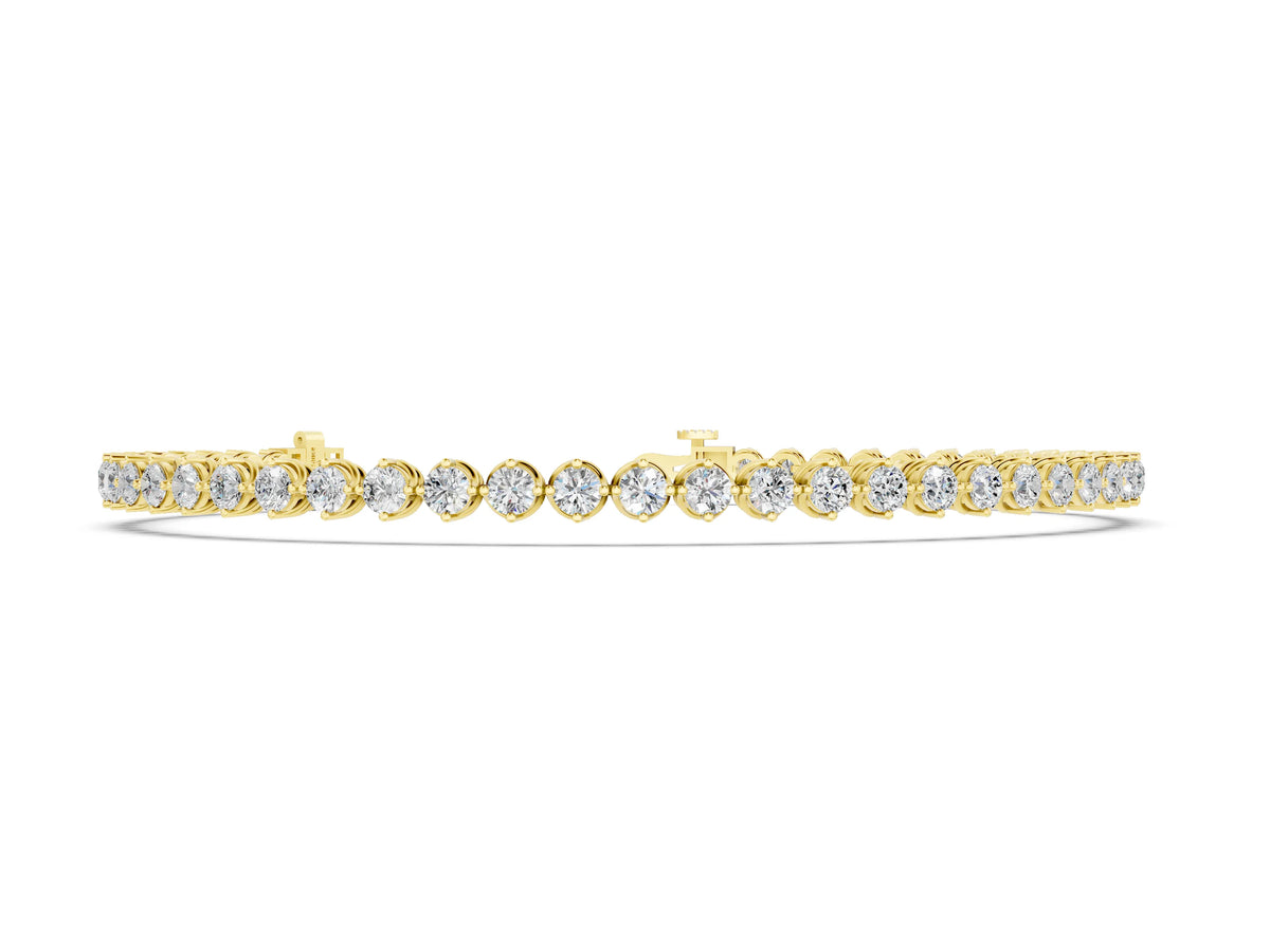 Yellow gold Round Cut Diamond Tennis Bracelet with Prong Setting and Twisted Band
