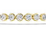 Yellow gold Round Cut Diamond Tennis Bracelet with Prong Setting and Twisted Band_1