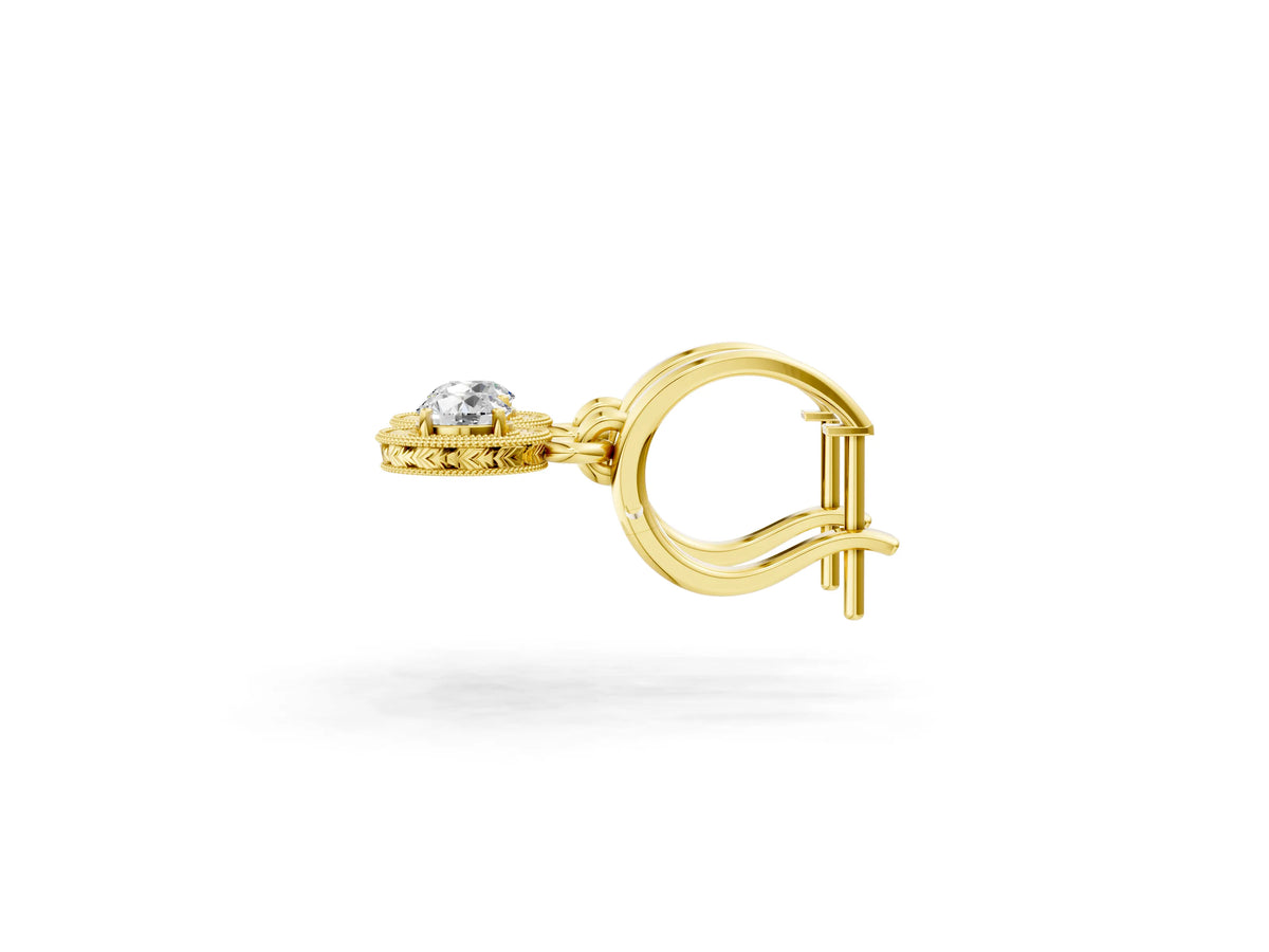 Yellow gold Round Cut Milgrain Bezel Set Leverback Earrings_2