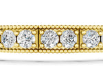 Yellow gold Round Cut Milgrain Tennis Bracelet with Box Setting_1