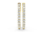 Yellow gold Round Cut Pavé Diamond Hoop Earrings with Four-Prong Setting