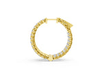 Yellow gold Round Cut Pavé Diamond Hoop Earrings with Four-Prong Setting_1