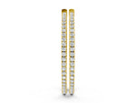 Yellow gold Round Cut Pave Diamond Hoop Earrings with Prong Setting