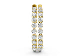Yellow gold Round Cut Prong Set Diamond Hoop Earrings
