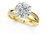 Yellow gold Round Cut Solitaire Twist Band with Pavé Accents and Four-Prong Setting_1