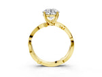 Yellow gold Round Cut Solitaire Twist Band with Pavé Accents and Four-Prong Setting_3