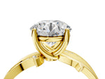 Yellow gold Round Cut Solitaire Twist Band with Pavé Accents and Four-Prong Setting_4