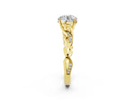 Yellow gold Round Cut Solitaire Vine Band with Milgrain Prong Setting_2