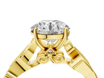 Yellow gold Round Cut Solitaire Vine Band with Milgrain Prong Setting_4