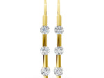 Yellow gold Round Diamond Bar Drop Earrings with Bezel Setting