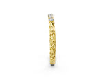Yellow gold Round Diamond Bar Set Eternity Band with Filigree Design_2
