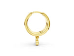 Yellow gold Round Diamond Bezel Drop Huggie Hoop Earrings_1