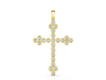 Yellow gold Round Diamond Bezel Set Cross Pendant