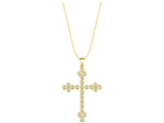 Yellow gold Round Diamond Bezel Set Cross Pendant_1