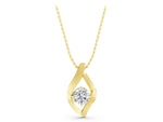 Yellow gold Round Diamond Bezel-Set Leaf Pendant_1