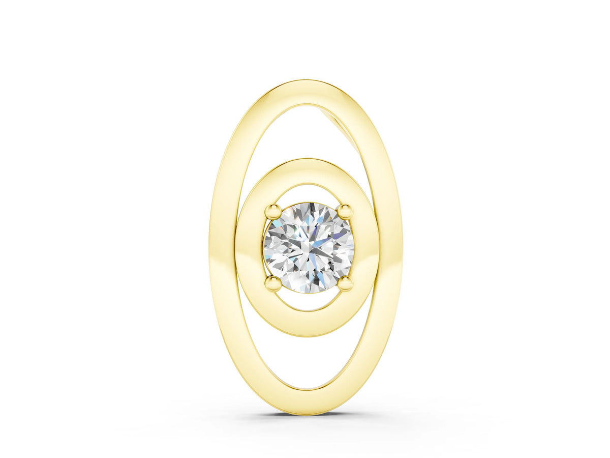 Yellow gold Round Diamond Bezel Set Pendant with Double Halo