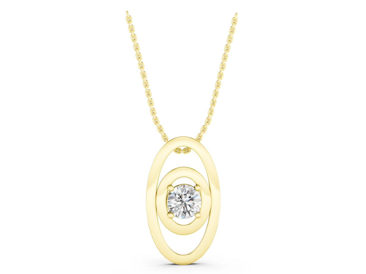 Yellow gold Round Diamond Bezel Set Pendant with Double Halo_1
