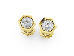 Yellow gold Round Diamond Bezel-Set Stud Earrings_1