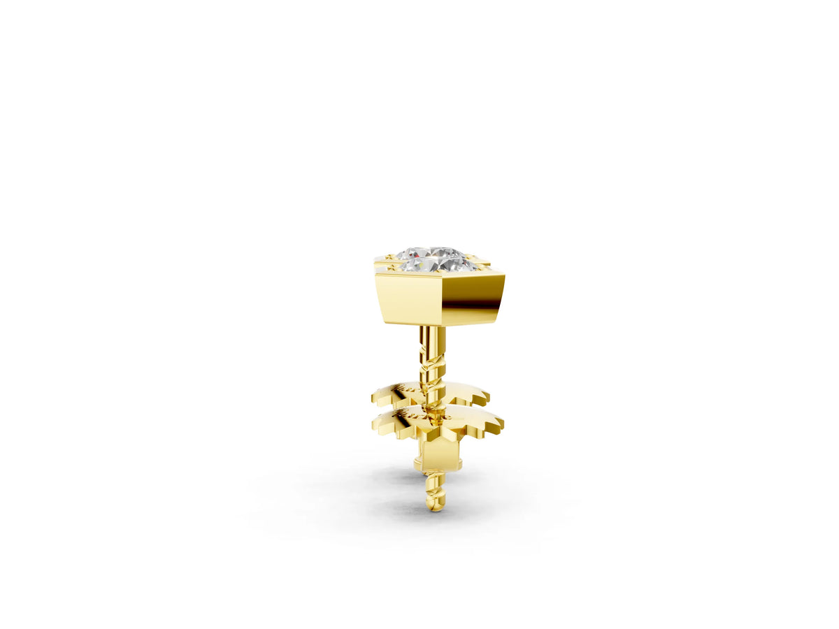 Yellow gold Round Diamond Bezel-Set Stud Earrings_2