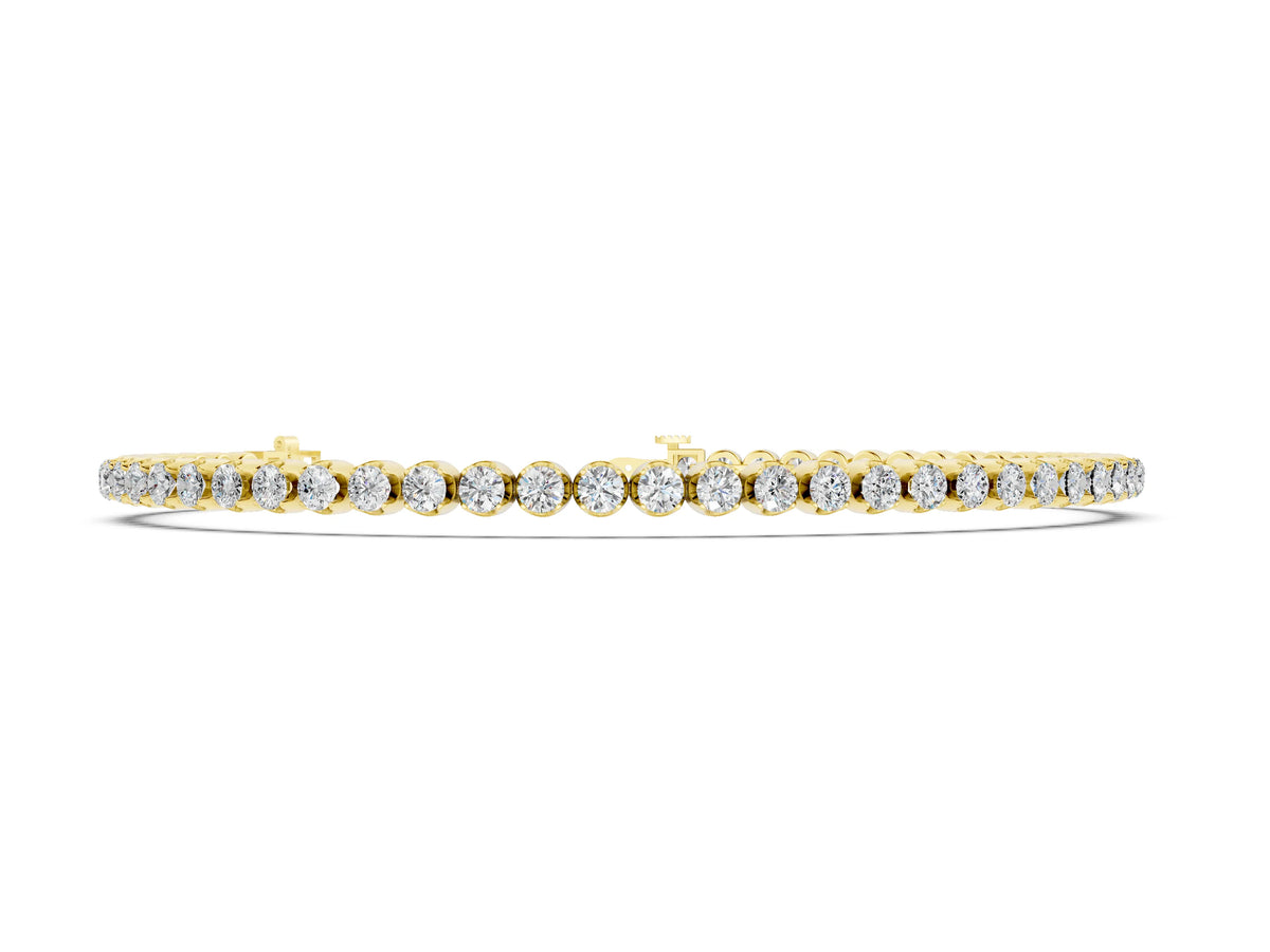 Yellow gold Round Diamond Bezel Tennis Bracelet_7