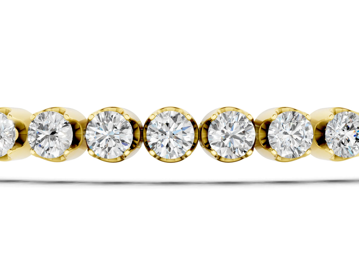 Yellow gold Round Diamond Bezel Tennis Bracelet_8