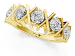 Yellow gold Round Diamond Channel Set Band with X-Prong Detail_1