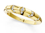 Yellow gold Round Diamond Channel Set Curved Band with Bezel Setting_1