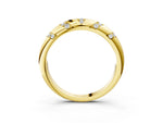 Yellow gold Round Diamond Channel Set Curved Band with Bezel Setting_3