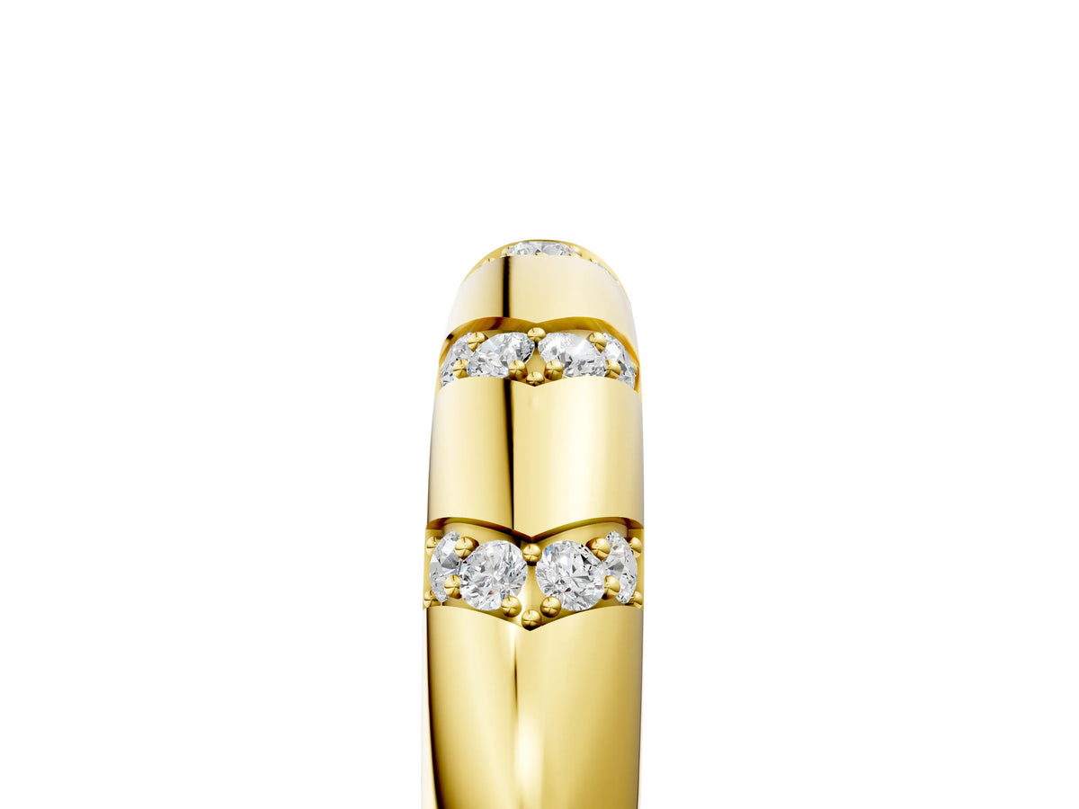 Yellow gold Round Diamond Channel Set Curved Band with Bezel Setting_5