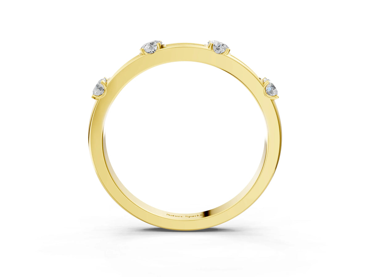 Yellow gold Round Diamond Channel Set Eternity Band with Prong Setting_3