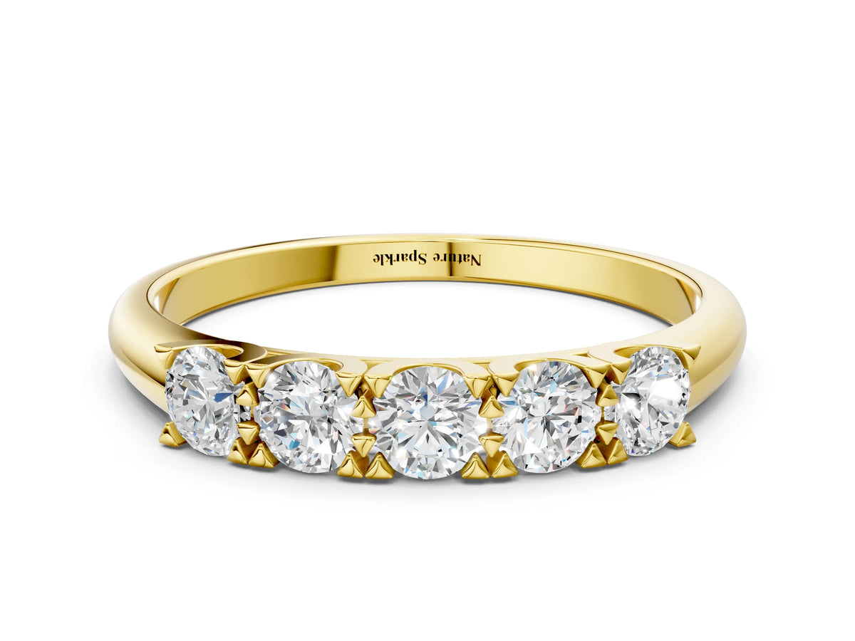 Yellow gold Round Diamond Channel Set Half Eternity Band with Shared Prong Setting