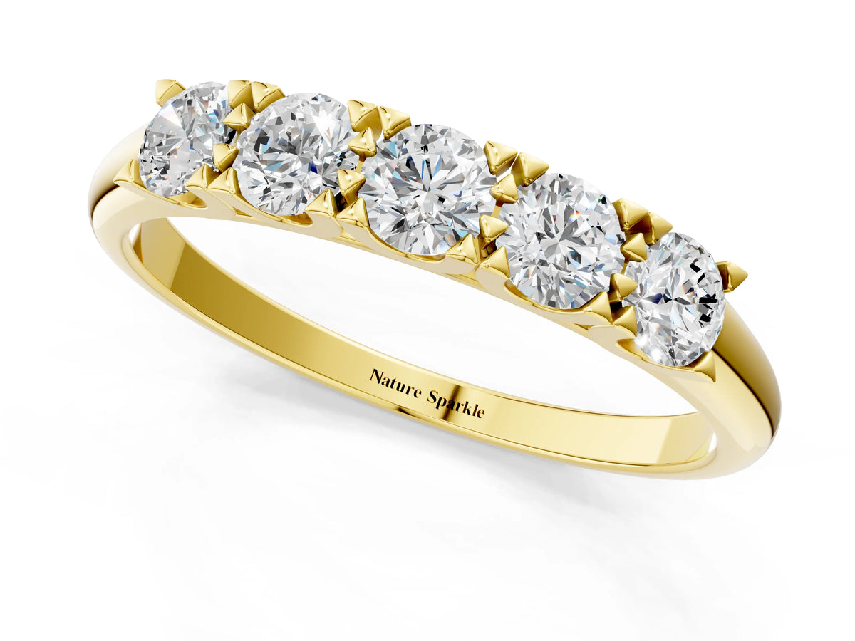 Yellow gold Round Diamond Channel Set Half Eternity Band with Shared Prong Setting_1