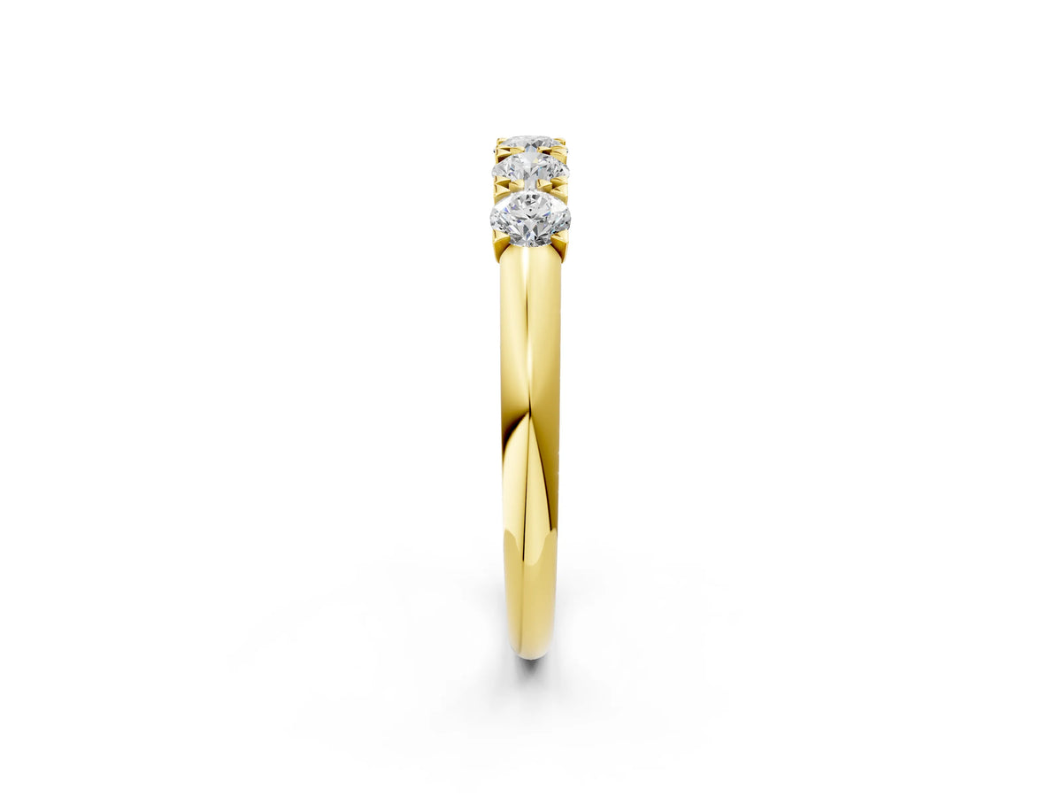 Yellow gold Round Diamond Channel Set Half Eternity Band with Shared Prong Setting_2