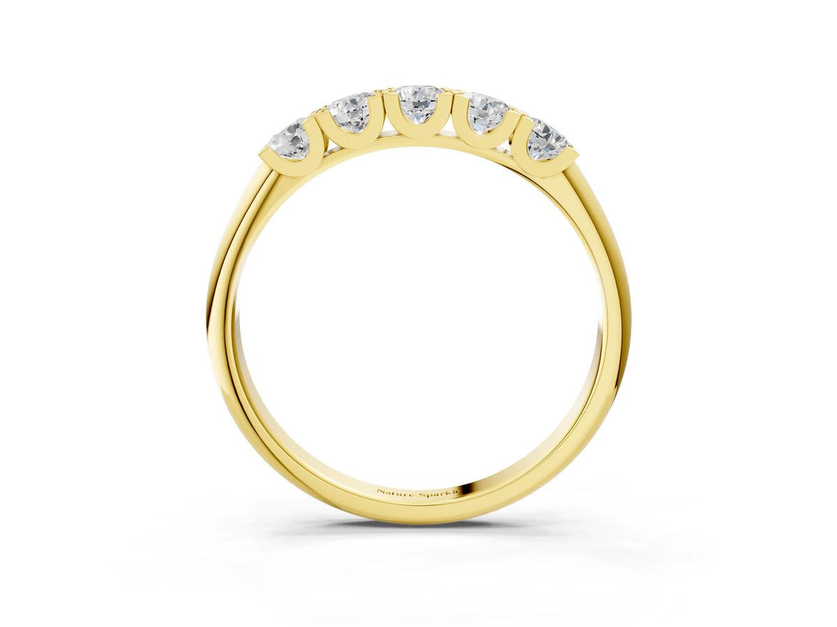 Yellow gold Round Diamond Channel Set Half Eternity Band with Shared Prong Setting_3