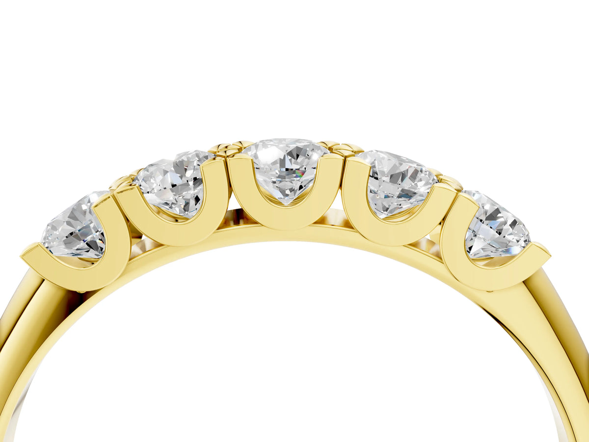 Yellow gold Round Diamond Channel Set Half Eternity Band with Shared Prong Setting_4