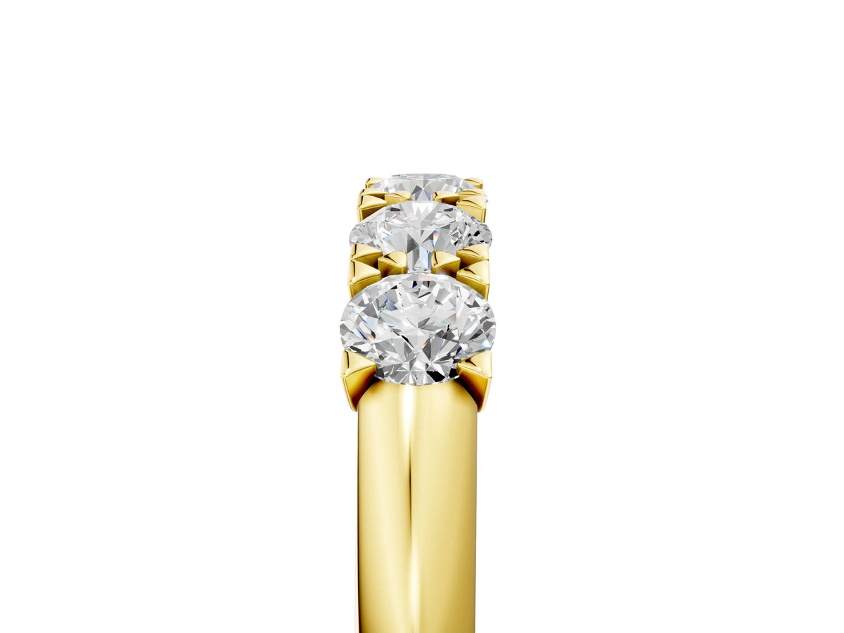 Yellow gold Round Diamond Channel Set Half Eternity Band with Shared Prong Setting_5