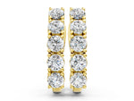 Yellow gold Round Diamond Channel Set Hoop Earrings with Four-Prong Setting