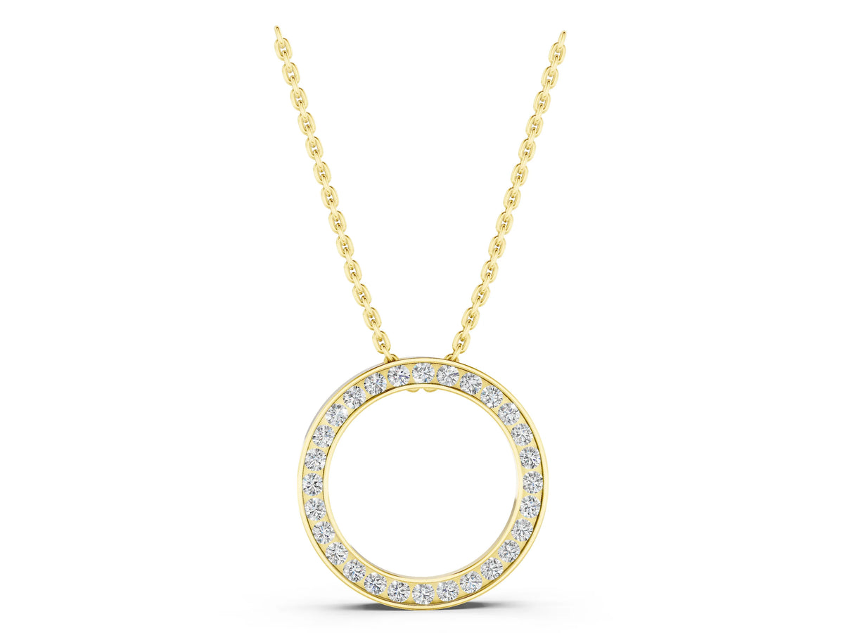 Yellow gold Round Diamond Channel Set Pendant_1