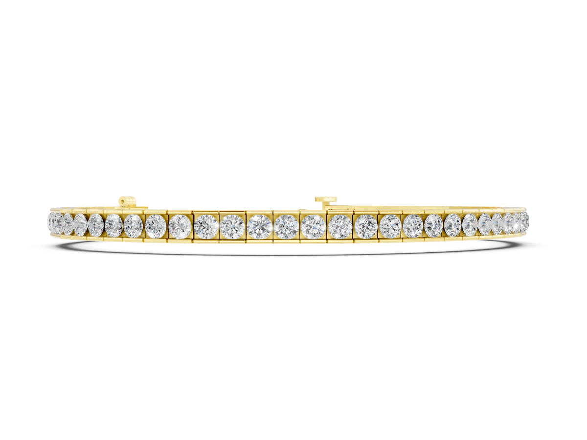Yellow gold Round Diamond Channel-Set Tennis Bracelet with Box Clasp
